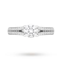 18ct White Gold 0.50ct Diamond Ring with Diamond Set Shoulders - Ring Size P