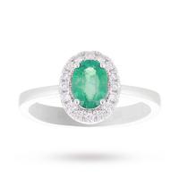 18 Carat White Gold Emerald and Diamond Ring - Ring Size M
