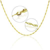 18K Real Gold Plated Water Wave Chain Necklace 48CM