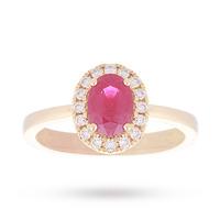 18 carat yellow gold ruby and diamond ring ring size m