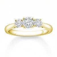 18 Carat Yellow Gold 0.50 Carat 3 Stone Claw Set Engagement Ring - Ring Size N