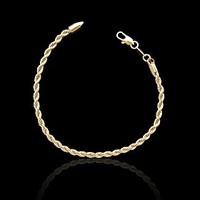 18K Real Gold Plated Twist Chain Bracelet 21CM/3MM Width