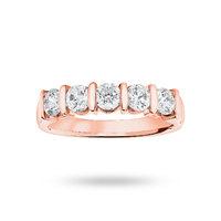 18 Carat Rose Gold 0.90 Carat Brilliant Cut Bar Half Eternity Ring