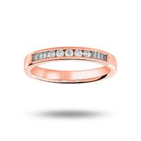 18 Carat Rose Gold 0.20 Carat Brilliant Cut and Baguette Channel Set Half Eternity Ring