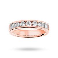 18 Carat Rose Gold 0.75 Carat Brilliant Cut and Baguette Channel Set Half Eternity Ring