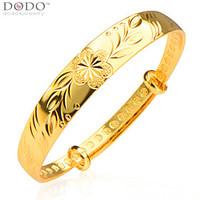 18k Gold Plated Vintage Flower Shape Carving Bangle Unique Design Jewelry for Women Bridal Wholesale BR70095 Christmas Gifts