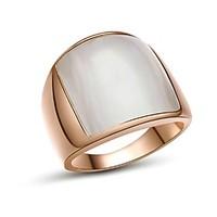 18K White/Roe Gold Plated Opal tone Finger Ring for Man Christmas Gifts