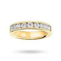 18 Carat Yellow Gold 0.75 Carat Brilliant Cut and Baguette Channel Set Half Eternity Ring