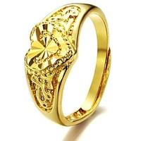 18 k gold plated heart shaped ms hollow ring opening all yards