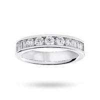 18 Carat White Gold 0.75 Carat Brilliant Cut and Baguette Channel Set Half Eternity Ring