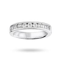 18 Carat White Gold 0.50 Carat Brilliant Cut and Baguette Channel Set Half Eternity Ring