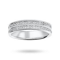 18 Carat White Gold 0.75 Carat Princess Cut 2 Row Half Eternity Ring