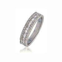 18ct White Gold 0.33ct Baguette and Brilliant Cut Diamond Ring