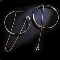 18K Gold Unique Design Asymmetrical Exaggerated Alloy Hoop Drop Earrings 1 Pair