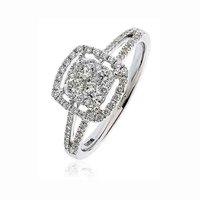 18ct white gold and diamond cluster ring dia weight 065ct