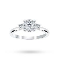 18ct White Gold 0.50 Carat Total Weight Diamond Multi Stone Shoulder Ring - Ring Size N