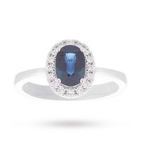 18 Carat White Gold Sapphire and Diamond Ring - Ring Size K
