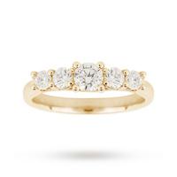 18ct Yellow Gold 0.70ct Diamond 5 Stone Eternity D Colour Ring - Ring Size J