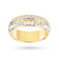 18 Carat Yellow and White Gold 2 Row Sparkle Cut Fancy Wedding Band