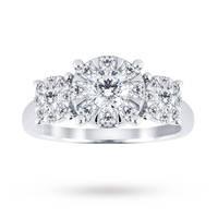 18ct White Gold 1.00 Carat Total Weight Diamond Three Stone Ring - Ring Size K