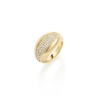 18ct yellow gold diamond set bombe ring ring size m