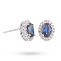 18 carat white gold sapphire and diamond halo stud earrings