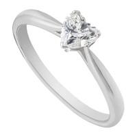 18ct white gold 0.40 carat heart diamond solitaire ring