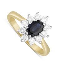 18ct gold sapphire and 0.60 carat diamond cluster ring