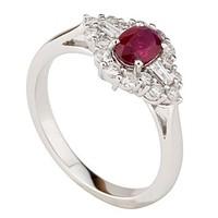 18ct white gold ruby and 0.45 carat diamond ring