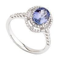 18ct white gold tanzanite and 0.24 carat diamond ring