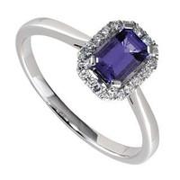 18ct white gold tanzanite and diamond ring