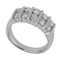 18ct white gold 1.00 carat diamond bar-set ring