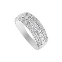 18ct white gold 1.00 carat diamond three row ring