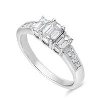 18ct white gold 1.00 carat emerald cut and princess cut diamond ring