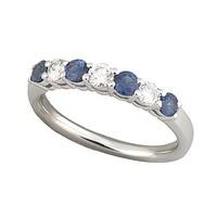 18ct white gold sapphire and diamond seven stone ring