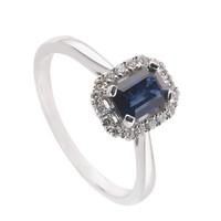 18ct white gold sapphire and 0.18 carat diamond ring