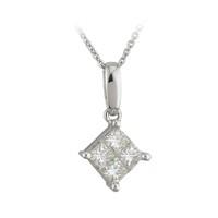 18ct white gold 0.25 carat princess cut diamond pendant