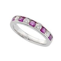 18ct white gold ruby and 0.28 carat diamond eternity ring