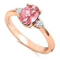 18ct Rose Gold Morganite and Diamond Three Stone Ring