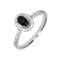 18ct White Gold Whitby Jet 0.23ct Diamond Oval Ring