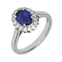 18ct White Gold 1.38ct Sapphire 0.22 Carat Diamond Cluster Ring