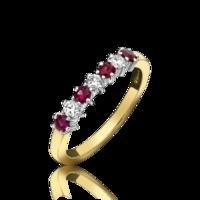 18ct yellow gold 029ct ruby 016ct diamond claw set half eternity ring