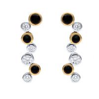 18ct White Yellow Gold Whitby Jet 0.90ct Diamond Drop Earrings