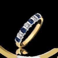 18ct yellow gold 059ct sapphire 037ct diamond seven stone bar set half ...