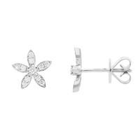 18ct White Gold 0.25ct Diamond Flower Petal Stud Earrings