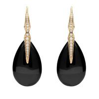 18ct Rose Gold Whitby Jet and Diamond Elisir Pear Earrings