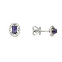 18ct white gold blue john oval 023 carat diamond stud earrings