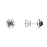 18ct White Gold 0.17ct Diamond Blue John Round Stud Earrings