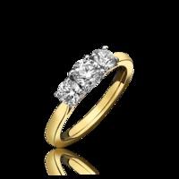 18ct yellow gold 049ct diamond brilliant cut claw set trilogy ring