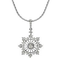 18ct White Gold Snowflake 0.64ct Pave Set Diamond Pendant Necklace